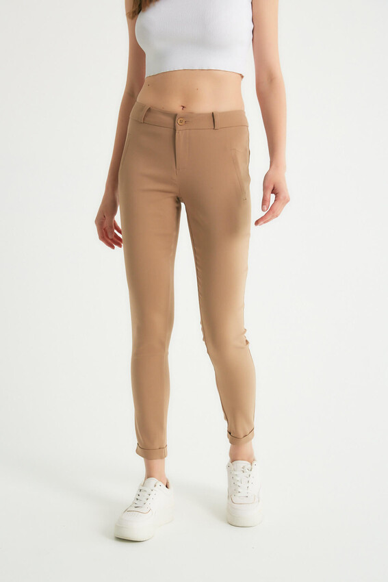Robin Dar Kesim Kumaş Pantolon CAMEL