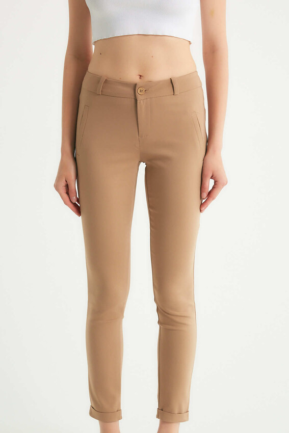 Robin Dar Kesim Kumaş Pantolon CAMEL
