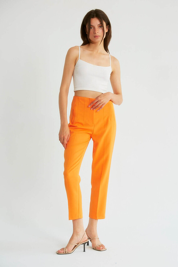 Robin Süs Cepli Yüksek Bel Pantolon ORANGE