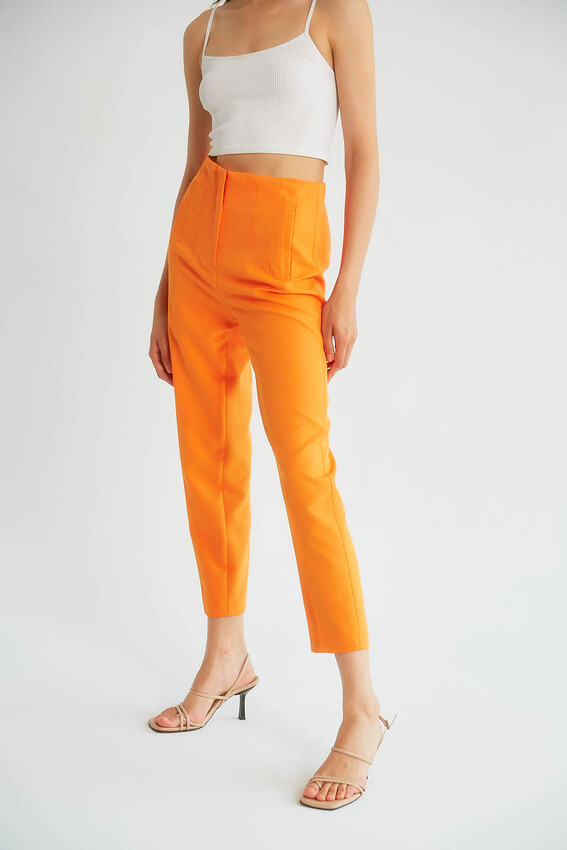 Robin Süs Cepli Yüksek Bel Pantolon ORANGE