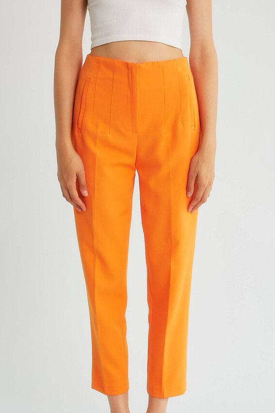 Robin Süs Cepli Yüksek Bel Pantolon ORANGE